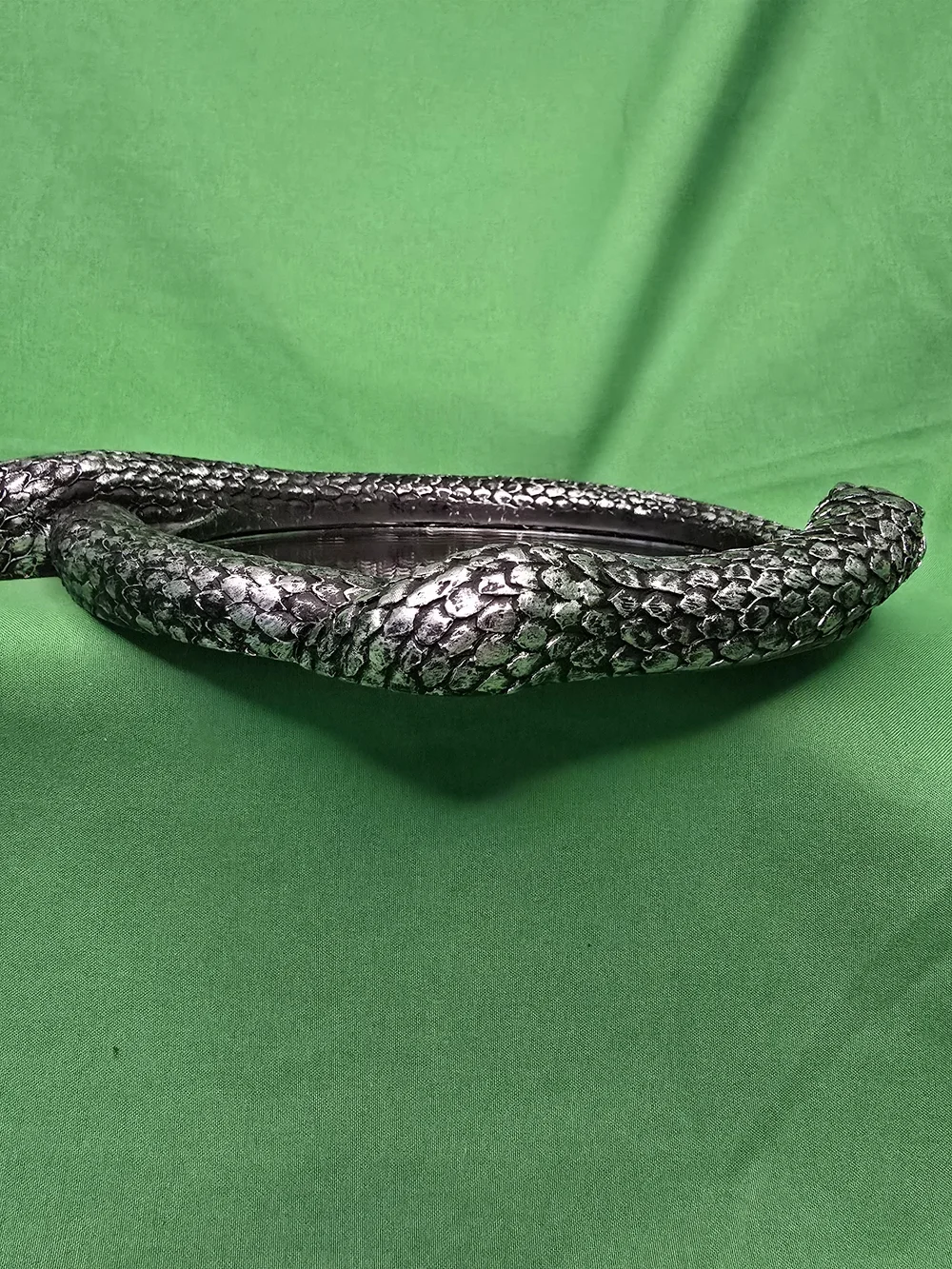 Gothic Snake Serpent Hand Mirror Silver Tone Resin Reptile Vanity Decor